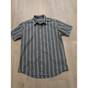 Kuhl Eluxur Ionik Metal Button Shirt Green Striped Western Short Sleeve Medium